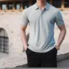 Männer Polos 2022 Sommer Männer Mode Gestrickte Polo Hemd Männlich Kurzarm Einfarbig Casual Slim Fit T-shirts Revers Tops a89