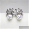 Orecchini con perle coltivate a bottone in argento 925 stile estivo 7-8 mm zircone per donna ragazza matrimonio fai da te regalo fidanzata consegna goccia 2021 gioiello Dhboa