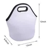 Neoprene White blank Sublimation Lunch Bag With Zipper Reusable waterproof Insulated Thermal Lunch Box Handbags Tote For students school work office picnic