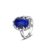 Clusterringen Vintage 10 14 mm Natural Turquoise Lapis Lazuli Ring 925 Sterling zilver voor vrouwen Moonstone Labradorite Sieraden Groothandel