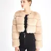 Women's Fur Faux ZADORIN Fashion Women Crop Top Coat Winter Thick Fluffy Long Sleeve Short Style Slim ry Jacket Coats 220928