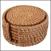 Tappetini 6 Pz/lotto Sottobicchieri Creativi Per Bevande Set Per Kungfu Accessori Per Il Tè Stoviglie Rotonde Tovaglietta Tovaglietta Tappetino In Rattan Tappetino Per Tazza 8 Cm Dhvdx