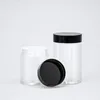 PET bottle 3.5G 60ML Clear Plastic Jar Empty Dry herb flower/Cosmetic container smell proof Travel Jars w Inner Liners and Black Lids 5x5cm