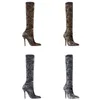 Kvinnor vinter stretchig boot kn￤ h￶g mode socka drag p￥ stil skor stilett h￤l rund t￥