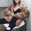 Femmes fausse fourrure automne hiver manteau femmes kaki décontracté chaud doux fermeture éclair veste en peluche pardessus poche Teddy femme 220927