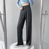 Abiti da donna Pantaloni da abito in vita Pantaloni da donna a tubo dritto Sciolto Sensazione di sospensione 2022 Design casual nero a gamba larga