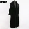 Womens Fur Faux Nerazzurri Long Black Winter Coat Women Sleeve Plus Size Elegant Fluffy Sheared Mink Overcoat 6xl 7xl 220926