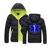 Hommes sweats à capuche hommes sweats ambulance d'urgence 2022 hommes hiver couleur bloc fermeture éclair coton manteau coupe ajustée mode épaissir