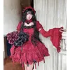 Vestidos casuais originais japonês harajuku punk arco bandagem costura de menina moda lolita temperamento kawaii vestido vermelho doce