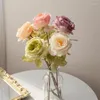 Fiori decorativi 4 pezzi Decorazioni per la casa Bouquet artificiale Rosa caramello per accessori per ghirlande nuziali Decorazioni per la camera dell'anno natalizio