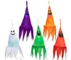 Halloween Light Up Hanging Ghosts Party Decoration Witch Hat Multicolored LED Flashing Glowing Windsock for Yard Tree Garden Party Indoor Outdoor Decor