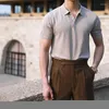 Männer Polos 2022 Sommer Männer Mode Gestrickte Polo Hemd Männlich Kurzarm Einfarbig Casual Slim Fit T-shirts Revers Tops a89