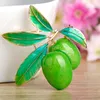 Brooches Green Fruit Olive Brooch Plum Shape Enamel Corsages Pins For Women Suit Coat Scarf Accessories Christmas Jewelry Gifts