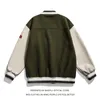 Jackets masculinos Exército verde Retro Retro Vintage Prêmio Bordado Patchwork Men Baseball Bomber Bomber