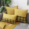 Pillow Cilected Nordic Cotton And Linen Button Plaid Stitching Cover 30X50Cm/45X45Cm Living Room Sofa Pillowcase Home Decor