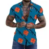 القمصان غير الرسمية للرجال للرجال صيف هاواي الأزهار ثلاثية الأبعاد للرجال قميص زهرة الشاطئ شاطئ قصير الأكمام قمم Tee Homme Blouse Camisa