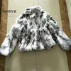 Women's Fur Faux Women Real Rabbit Mandarin Collar Coat Natural Pure Genuine Whole Skin Jacket Full Pelt Customize WSR61 220927