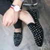 Erkekler Lüks Renkli Rhinestone Broges Süet Toe Toe Moda Günlük İş Ayakkabıları Loafers Büyük Boyutlar38-48