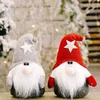 Decorazioni natalizie Forniture per celebrazioni Cappello lavorato a maglia Stella a cinque punte Bambola di Babbo Natale Ornamenti creativi senza volto