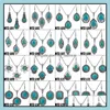 Pendant Necklaces 32 Styles Turquoise Jewelry Sets Necklace Earrings Suit Drop For Women Fashion Accessories Nature Stone Wedding Del Dhlnj