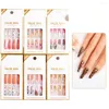 FALSE NAILS 24st Leopard Print Coffin Nail 12Size Löstagbar bärbar trend 1Box Full Cover kommer med Wearing Tool