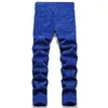 Slim Fit Stretch Men's Letter Print Blue Jeans Summer Street Pantalones Otoño Casual Cotton Denim Pantalones Pantalones de hombre