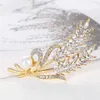 Broche en forme de gerbe de blé en cristal, pour costume d'affaires, hauts, robe de mariée, Corsage, perles, strass, pour femmes et hommes, bijoux à la mode