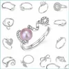 Jewelry Settings 20 Styles Pearl Rings Accessories S925 Sterling Sliver For Women Adjustable Size Ring Settings Christmas Gift Wholes Dhuuk