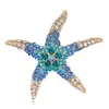 Red Blue Sea Crystal Starfish Broche Pin Business Tops Tops Corsage Broches de strô para homens Men
