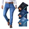 Men's Jeans Brother Wang Classic Style Men Brand Business Casual Stretch Slim Denim Pants Light Blue Black Trousers Male 220927