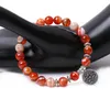 Yoga 7 chakra stenen armband strengen gestreepte rode agaat lotus charme boeddha hoofd vulkanische stenen armbanden polsband voor vrouwen mannen mode Jewelwary