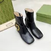 Designer boots thick heel leather short boots women spring and autumn fashion all-match single boots size 35-42