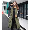 Coletes femininos colete sem mangas longa casaco de algodão corea corea acolchoada fêmeas soltas moda casual casaco de inverno 220928