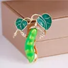 Green Pearl Bean Pod Brooch Pin Business Suit Tops Coat Corsage Rhinestone Brooches for Women Men Fashion Jewelry