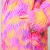 Womens Fur Faux Women Jacket Multicolor Sparkling Långärmad Fourrure Femme Fluffy Hairy Warm Fake Winter Slim Ytterkläder 220927