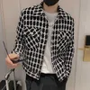 Kurtki męskie Kurtki Mężczyźni Spring Fashion Pocket Plaid Handsome Strewe Płaszcze w stylu koreański przycięty prosty harajuku cała mecz dziennie plus rozmiar T220926