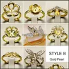 Mücevher Ayarları Altın İnci Yüzükler Diy Halka Ayar Çiçek Zirkon Kadınlar Moda Takı Ayarlanabilir Boyut Noel Hediye Damlası Des Dhtb0