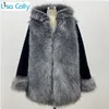 Womens Fur Faux Women Winter Overrock Outwear Luxury Warm Coat med huva Long Jacket 220927