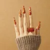 Unghie finte fai-da-te Stampa staccabile su unghie finte Copertura completa Punte per unghie da ballerina francese con disegni a motivi 24 Pz / scatola