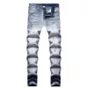 Jeans pour hommes Jean européen Blue Sllim Fit Hombre Solid Hommes Ripped pour Trend Brand Motorcycle Pant Mens Skinny