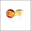 Stud National Flag Stud Earring Russia Spain France 10Mm Glass Gem Cabochon Sier And Gold Plated Copper Jewelry B18124 Drop Delivery Dh1Jp