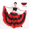 Stage Wear Women Spanish Style Flamenco Long Skirt Belly Dance Costumes Performance Party Dress Red And Black For Girl
