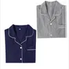 Mäns Sleepwear 2022 Spring Autumn High-End Men Casual Pyjama Set Male Washed Cotton Turn-down Collar Shirt Pants