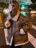 Feminino furão de peles history feminino de imitação de caldo de cordeiro médio leite de leite de inverno estilo coreano solto e jaqueta de motocicleta grossa de veludo 220927