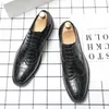 Brock Derby Shoes Men Shoes Solid Color Stone Pattern PU Pointed Carved Lace Up Business Casual Wedding Party Daily AD294