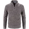 Pulls pour hommes Automne hiver épais pull tricoté hommes pulls couleur unie fermeture éclair col montant Slim Fit pulls en tricot hommes casual pull homme 220928