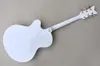 Fabrikspezifische hohle weiße E-Gitarre mit goldenem Hardware-Tremolo-System, cremefarbener Schlagbrettblock-Bundeinlage, kann individuell angepasst werden