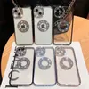 Logo Deliği Bling Rhinestone Telefon Kılıfları İPhone 14 için Plus 13 12 11 Pro Maks Lüks Kadınlar Elmas Clear Clear Clear Shockproof Anti Sonbahar