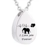 Memorial Jewelry Cremation Urn Ashes Elephant Pendant Stainless Steel Water droplets Keepsake Memorial Charms Pendant for Women249l