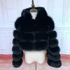 Women's Fur Faux 100%Winter Women Real Coat Thick Warm High Quality Full Sleeves Natural Fashion Hooded Short Jacket 220927